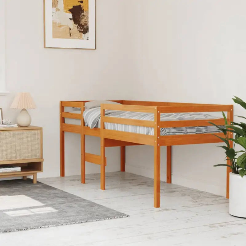Hoogslaper van massief grenenhout voor moderne kleine slaapkamers - Bruin / 80 x 200 cm - Bedden & bedframes