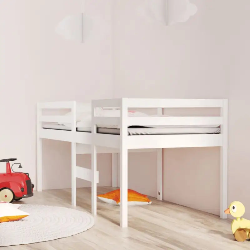 Hoogslaper van massief grenenhout voor moderne kleine slaapkamers - Wit / 80 x 200 cm - Bedden & bedframes