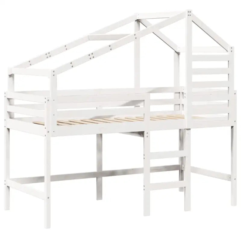 Hoogslaper voor kinderen met open zijdeur van massief grenenhout - Wit / 90 x 200 cm - Bedden & bedframes