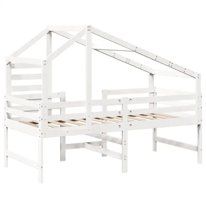 Hoogslaper voor kinderen met open zijdeur van massief grenenhout - Wit / 90 x 200 cm - Bedden & bedframes