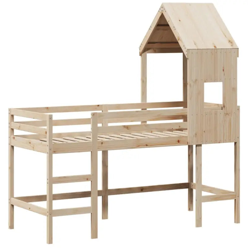 Hoogslaper voor kinderen van massief grenenhout met open zijdeur - Bedden & bedframes