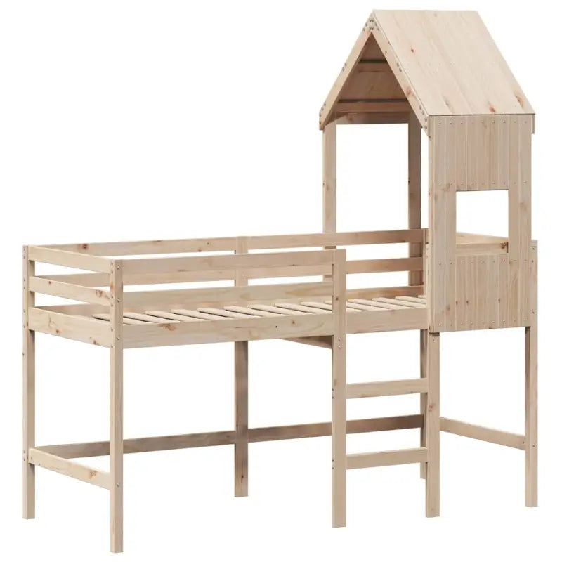 Hoogslaper voor kinderen van massief grenenhout met open zijdeur - Bedden & bedframes