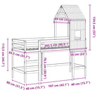 Hoogslaper voor kinderen van massief grenenhout met open zijdeur - Bedden & bedframes