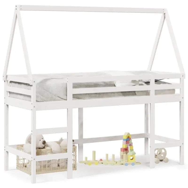 Hoogslaper voor kinderen van massief grenenhout met open zijdeur - Bedden & bedframes
