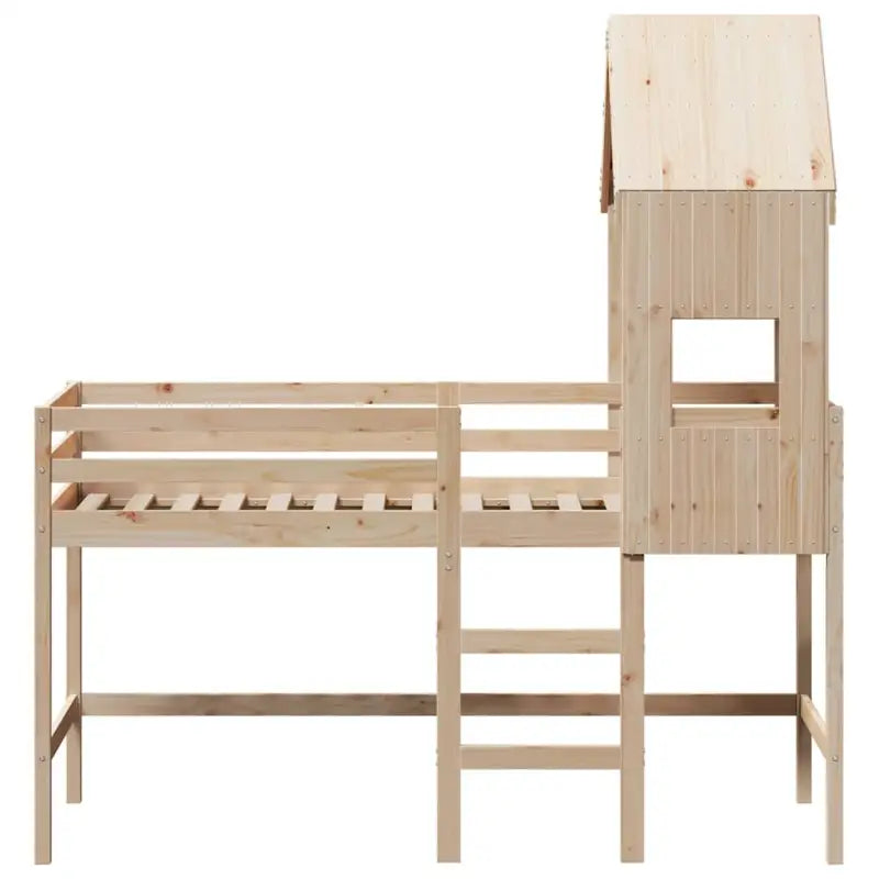 Hoogslaper voor kinderen van massief grenenhout met open zijdeur - Bedden & bedframes