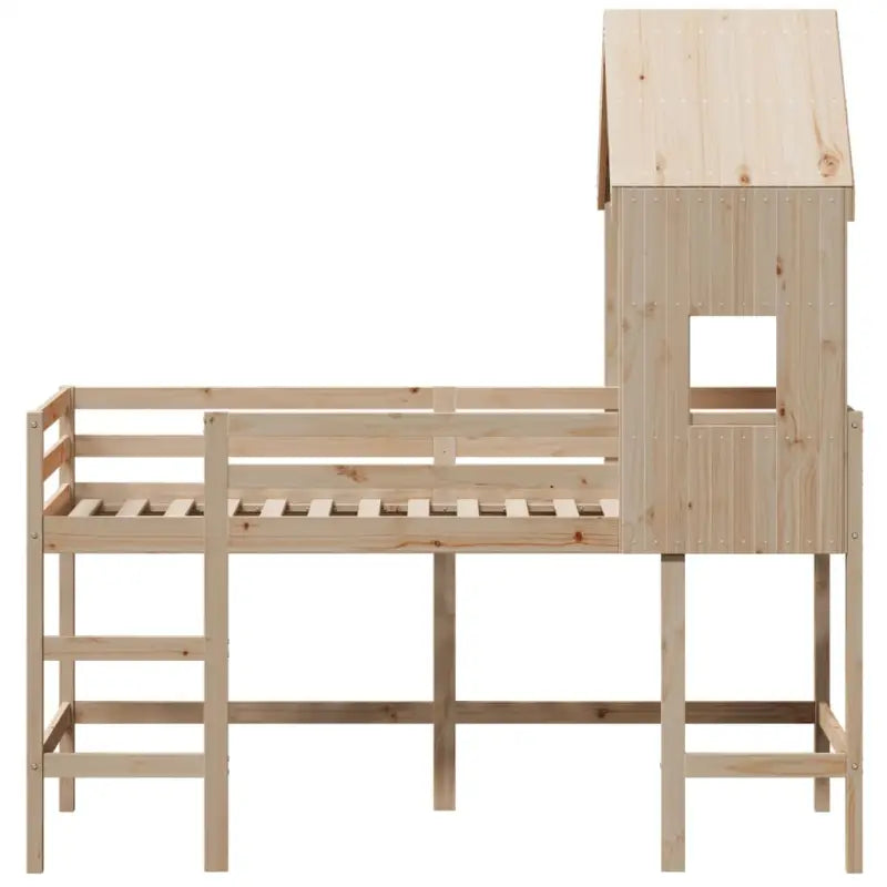 Hoogslaper voor kinderen van massief grenenhout met open zijdeur - Bedden & bedframes