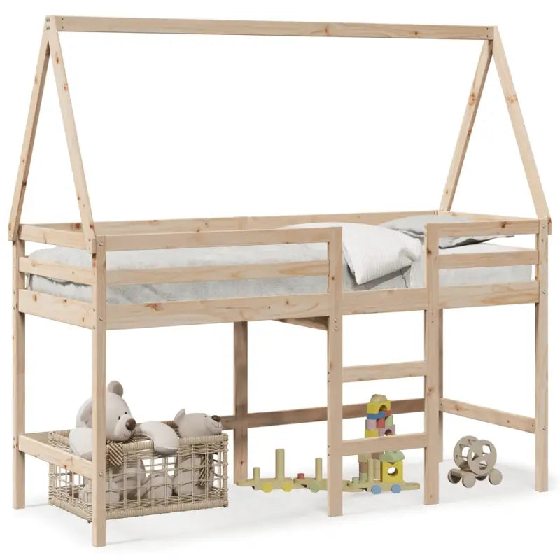 Hoogslaper voor kinderen van massief grenenhout met open zijdeur - Bedden & bedframes