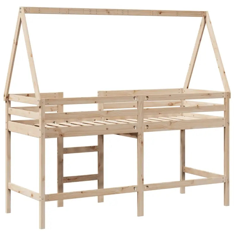 Hoogslaper voor kinderen van massief grenenhout met open zijdeur - Bedden & bedframes
