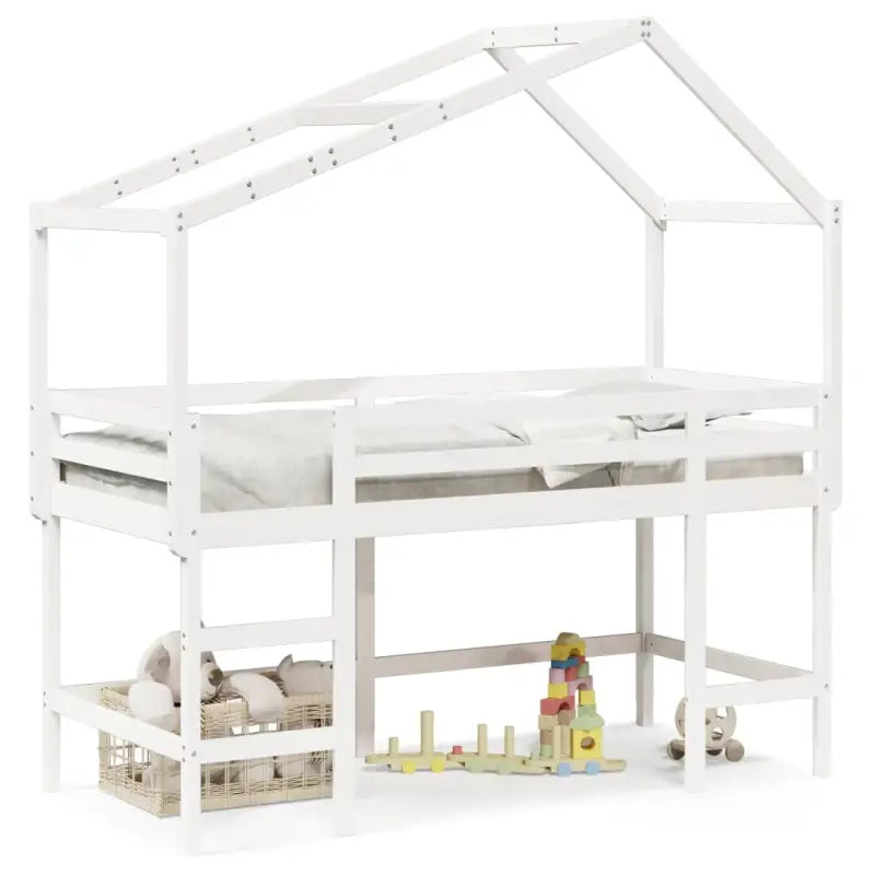 Hoogslaper voor kinderen van massief grenenhout met open zijdeur - Bedden & bedframes