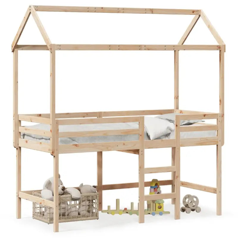 Hoogslaper voor kinderen van massief grenenhout met open zijdeur - Bedden & bedframes