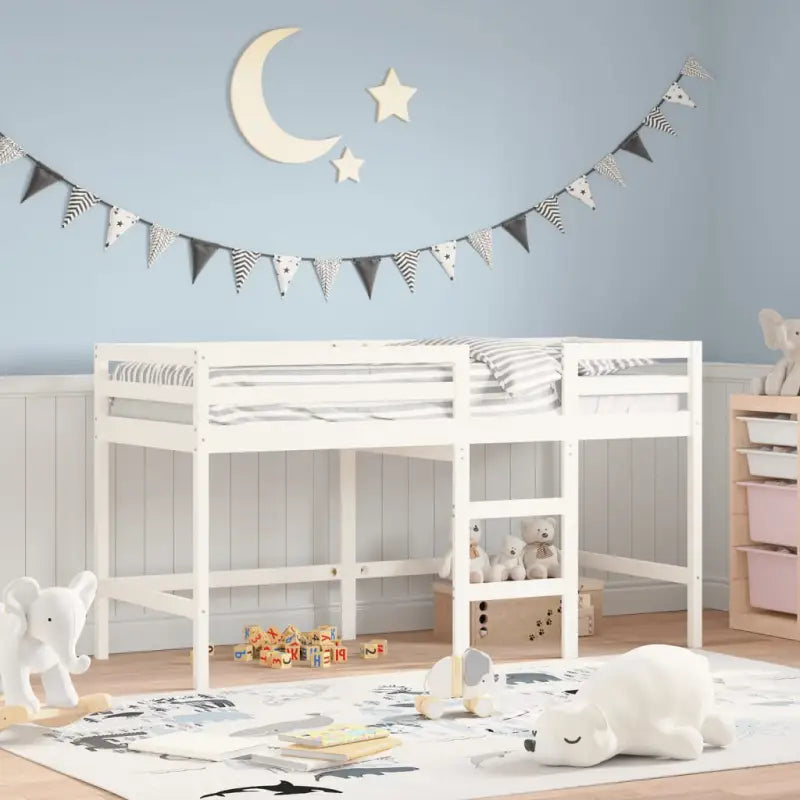 Hoogslaper voor kinderen van massief grenenhout met ruimtebesparing - Wit / 90 x 200 cm - Bedden & bedframes