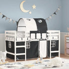 Hoogslaper voor kinderen van massief grenenhout met ruimtebesparing - Wit en zwart / 90 x 190 cm - Bedden & bedframes