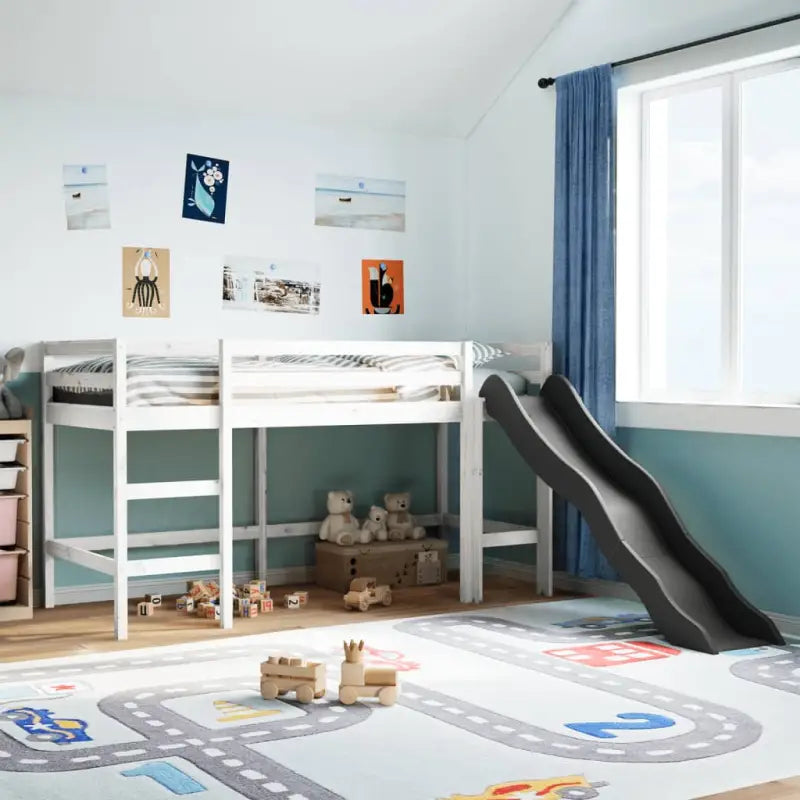 Hoogslaper voor kinderen van massief grenenhout met stabiele constructie - Wit / 90 x 200 cm - Bedden & bedframes