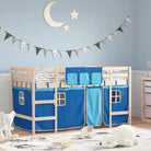 Hoogslaper voor kinderen van massief grenenhout met stabiliteit - Naturel en blauw / 80 x 200 cm - Bedden & bedframes