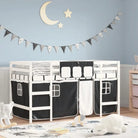 Hoogslaper voor kinderen van massief grenenhout met stabiliteit - Wit en zwart / 90 x 200 cm - Bedden & bedframes