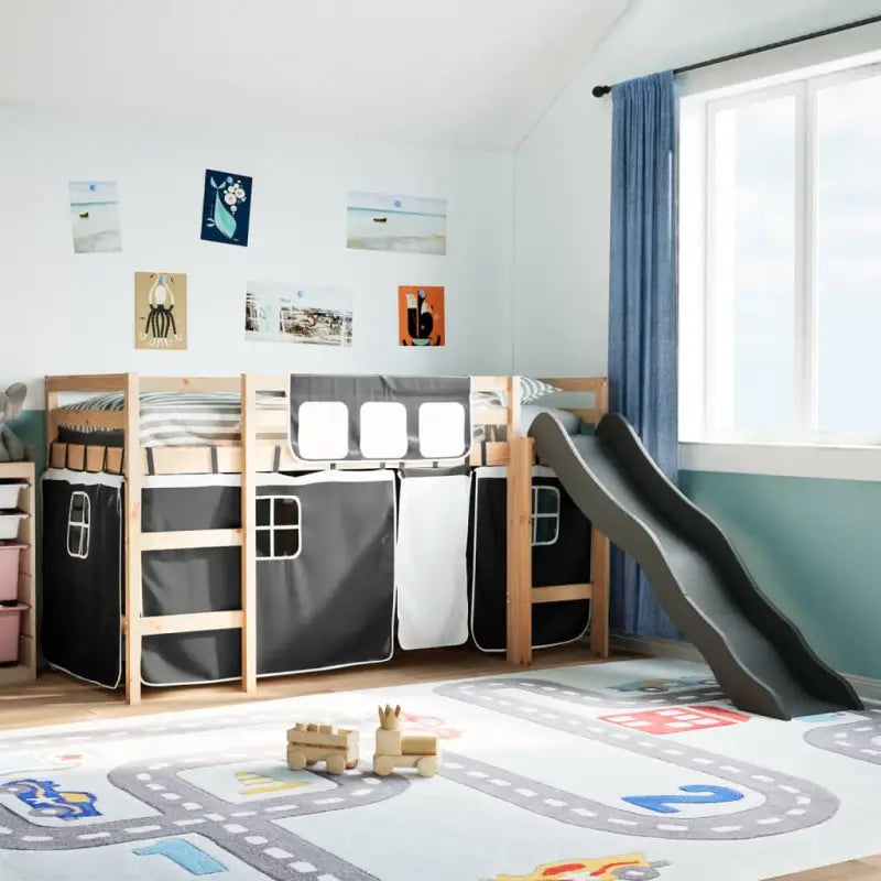 Hoogslaper voor Kinderen van Massief Grenenhout voor Ruimtebesparing - Zwart / 80 x 200 cm - Bedden & bedframes