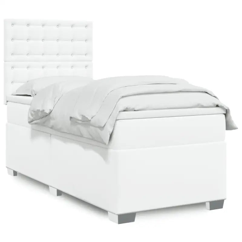 Hoogte verstelbaar boxspringbed met duurzaam kunstleer en comfortabele materiaal vulling - Wit / 80 x 200 cm / knoppwn
