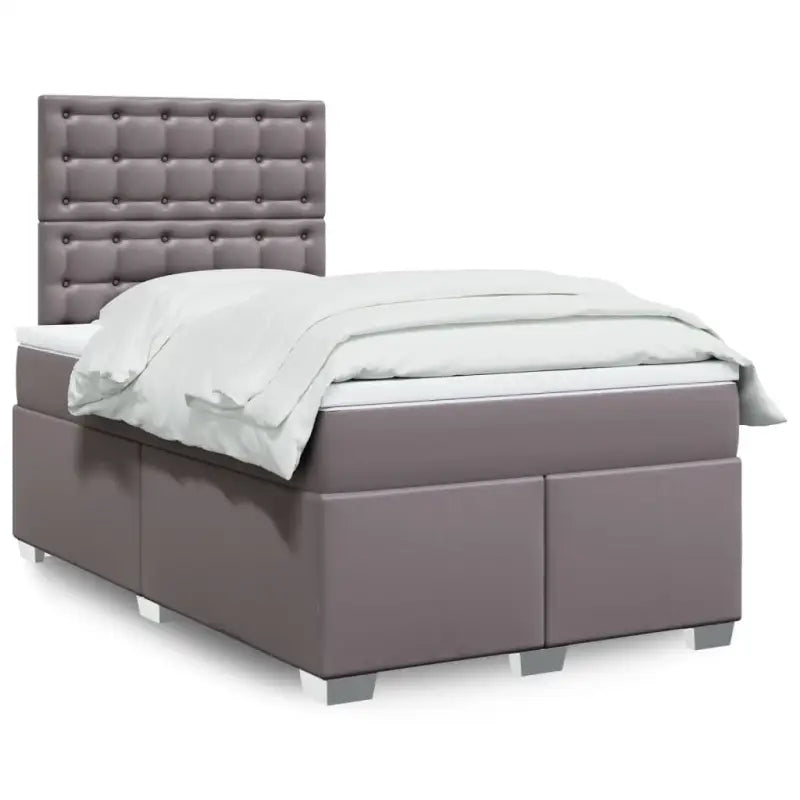 Hoogte verstelbaar boxspringbed met duurzaam kunstleer en comfortabele materiaal vulling - Grijs / 120 x 200 cm