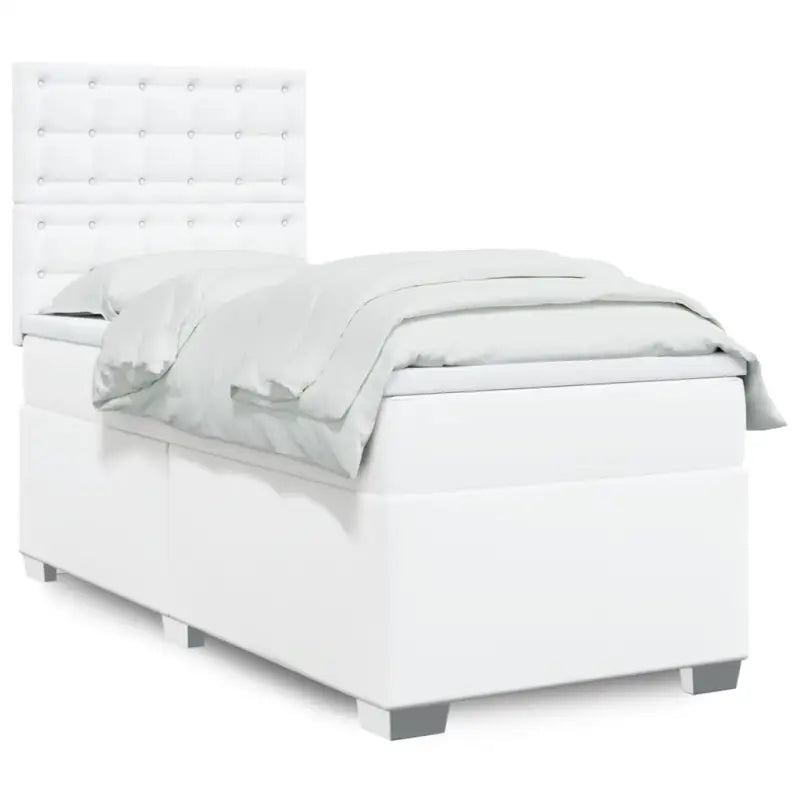 Hoogte verstelbaar boxspringbed met duurzaam kunstleer en comfortabele materiaal vulling - Wit / 90 x 190 cm / knoppwn