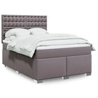 Hoogte verstelbaar boxspringbed met duurzaam kunstleer en comfortabele materiaal vulling - Grijs / 140 x 200 cm
