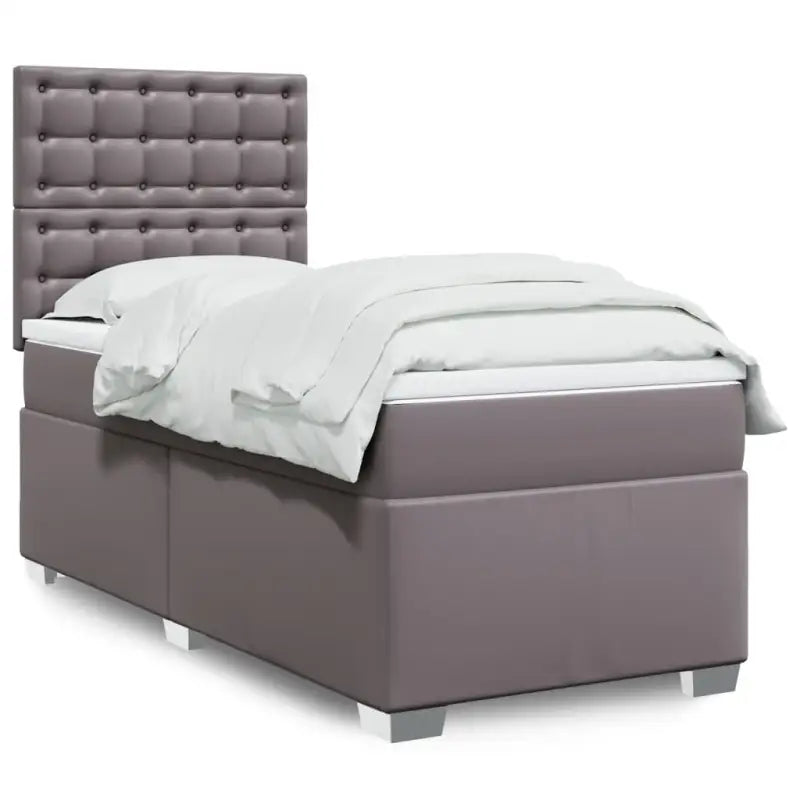Hoogte verstelbaar boxspringbed met duurzaam kunstleer en comfortabele materiaal vulling - Grijs / 100 x 200 cm