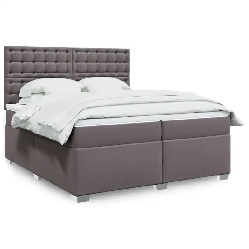 Hoogte verstelbaar boxspringbed met duurzaam kunstleer en comfortabele materiaal vulling - Grijs / 200 x 200 cm