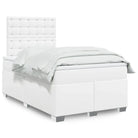 Hoogte verstelbaar boxspringbed met duurzaam kunstleer en comfortabele materiaal vulling - Wit / 120 x 200 cm / knoppwn