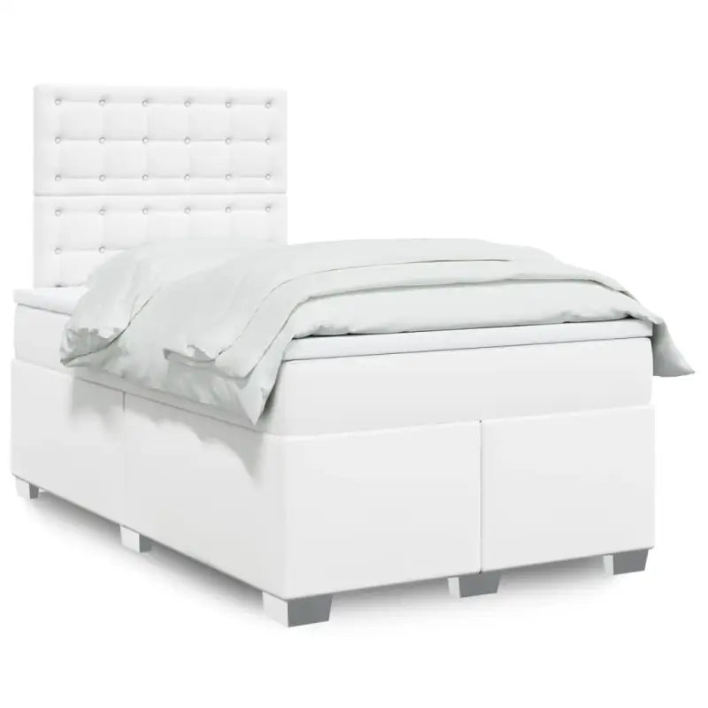 Hoogte verstelbaar boxspringbed met duurzaam kunstleer en comfortabele materiaal vulling - Wit / 120 x 200 cm / knoppwn