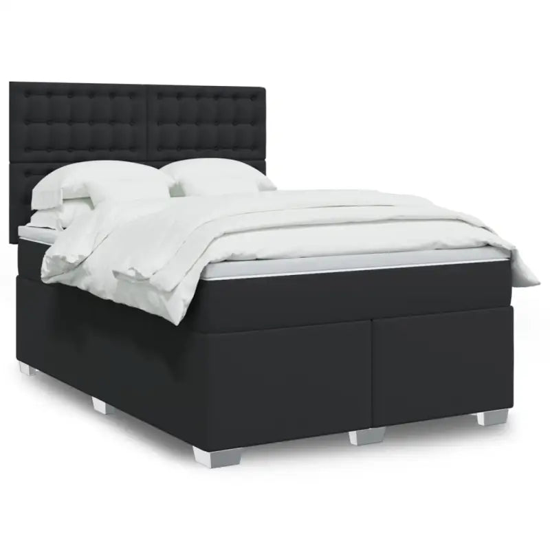 Hoogte verstelbaar boxspringbed met duurzaam kunstleer en comfortabele materiaal vulling - Zwart / 140 x 200 cm