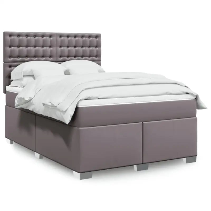 Hoogte verstelbaar boxspringbed met duurzaam kunstleer en comfortabele materiaal vulling - Grijs / 160 x 200 cm