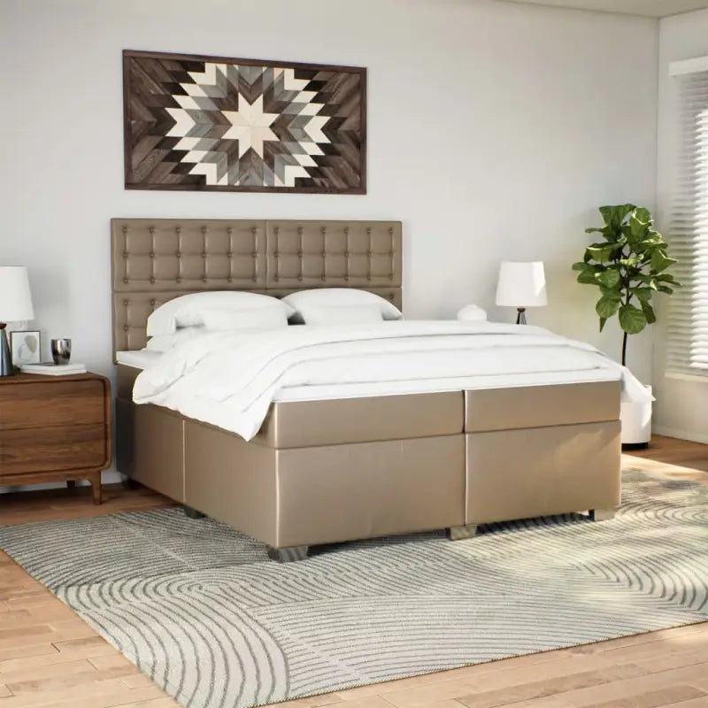 Hoogte verstelbaar boxspringbed met duurzaam kunstleer en comfortabele materiaal vulling - Bedden & bedframes