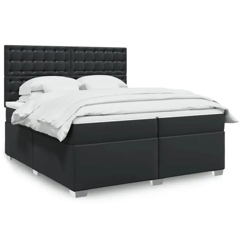 Hoogte verstelbaar boxspringbed met duurzaam kunstleer en comfortabele materiaal vulling - Zwart / 200 x 200 cm