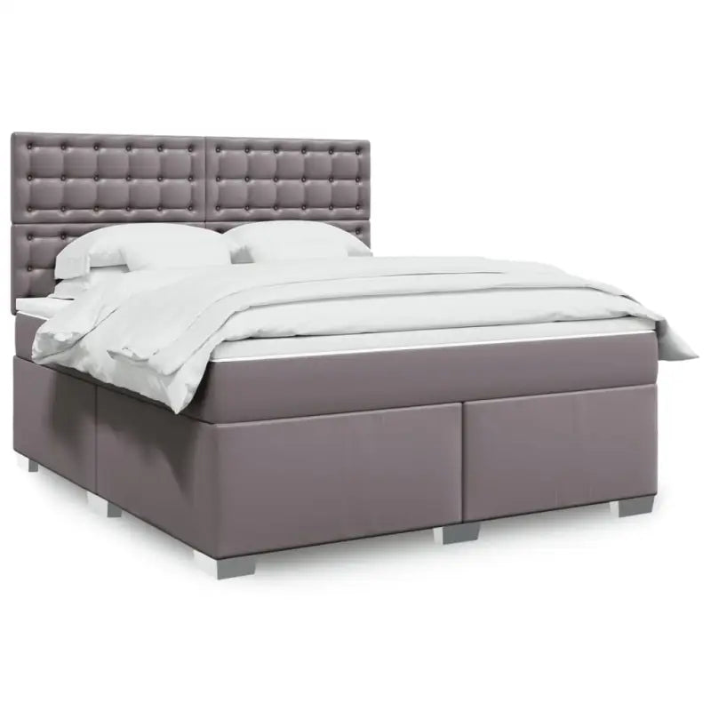 Hoogte verstelbaar boxspringbed met duurzaam kunstleer en comfortabele materiaal vulling - Grijs / 180 x 200 cm