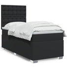 Hoogte verstelbaar boxspringbed met duurzaam kunstleer en comfortabele materiaal vulling - Zwart / 100 x 200 cm