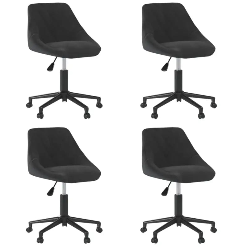 Hoogte Verstelbare Draaibare Eetkamerstoel met Fluwelen Stoffering - Zwart / 4 - Eetkamerstoelen