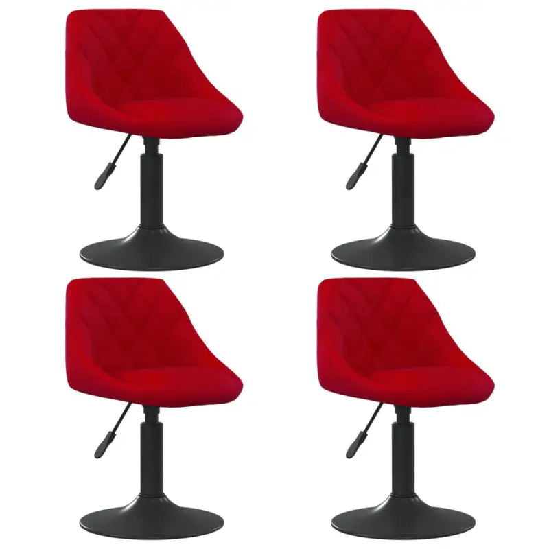 Hoogte verstelbare draaibare eetkamerstoelen met fluwelen design - Wijnrood / 4 - Eetkamerstoelen