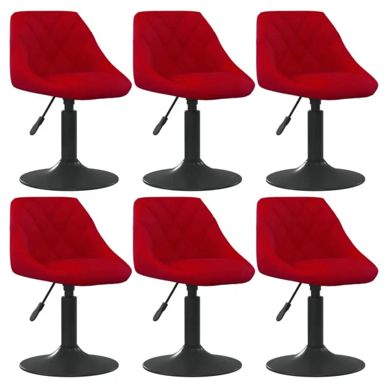 Hoogte verstelbare draaibare eetkamerstoelen met fluwelen design - Wijnrood / 6 - Eetkamerstoelen