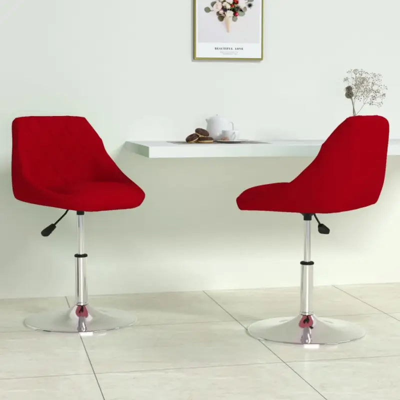 Hoogte verstelbare trendy draaibare eetkamerstoelen met fluwelen bekleding - Wijnrood / 2 - Eetkamerstoelen