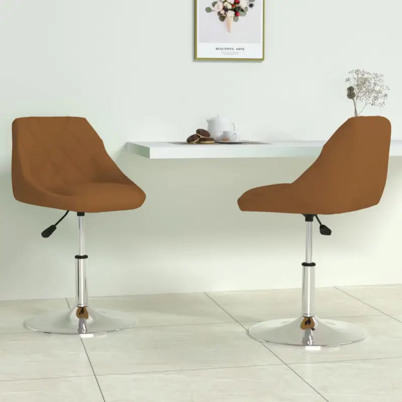 Hoogte verstelbare trendy draaibare eetkamerstoelen met fluwelen bekleding - Bruin / 2 - Eetkamerstoelen