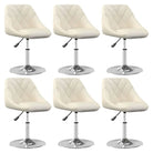 Hoogte verstelbare trendy draaibare eetkamerstoelen met fluwelen bekleding - Crème / 6 - Eetkamerstoelen
