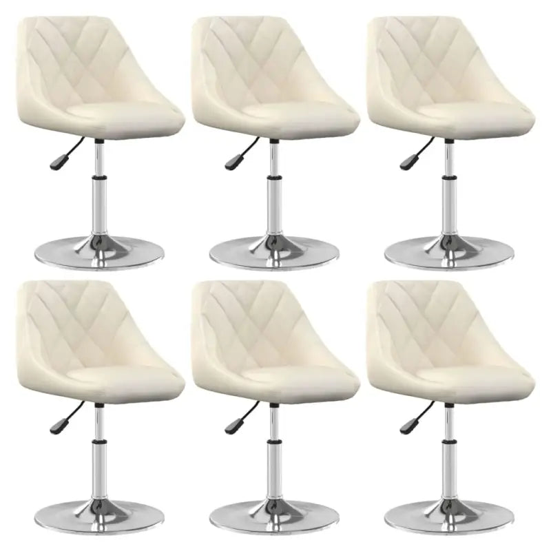 Hoogte verstelbare trendy draaibare eetkamerstoelen met fluwelen bekleding - Crème / 6 - Eetkamerstoelen