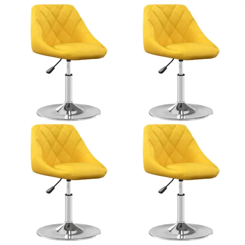 Hoogte verstelbare trendy draaibare eetkamerstoelen met fluwelen bekleding - Mosterdgeel / 4 - Eetkamerstoelen