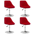 Hoogte verstelbare trendy draaibare eetkamerstoelen met fluwelen bekleding - Wijnrood / 4 - Eetkamerstoelen