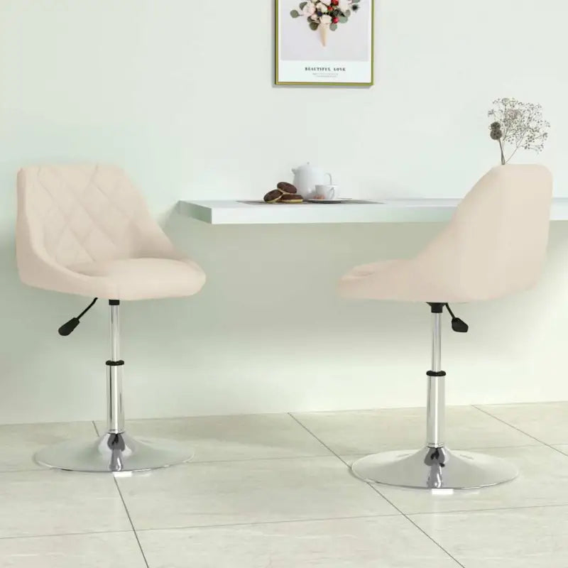 Hoogte verstelbare trendy draaibare eetkamerstoelen met fluwelen bekleding - Crème / 2 - Eetkamerstoelen