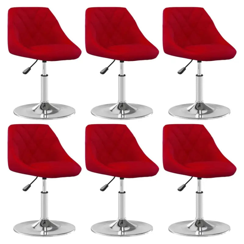 Hoogte verstelbare trendy draaibare eetkamerstoelen met fluwelen bekleding - Wijnrood / 6 - Eetkamerstoelen