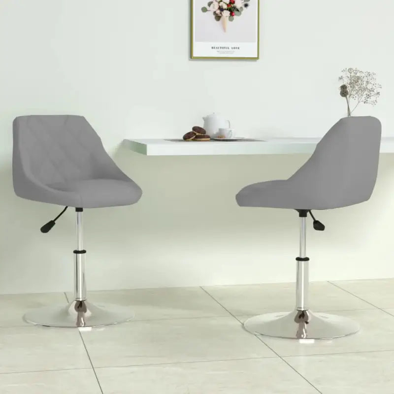 Hoogte verstelbare trendy draaibare eetkamerstoelen met fluwelen bekleding - Lichtgrijs / 2 - Eetkamerstoelen