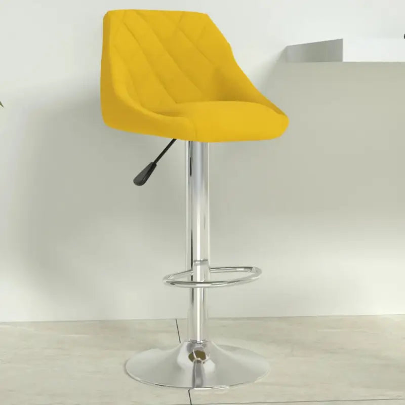 Hoogte verstellbare barkrukken met ingebouwde voetensteun en fluweelbekleding - Mosterdgeel / 1 - Barkrukken