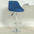 Hoogte verstellbare barkrukken met ingebouwde voetensteun en fluweelbekleding - Blauw / 1 - Barkrukken