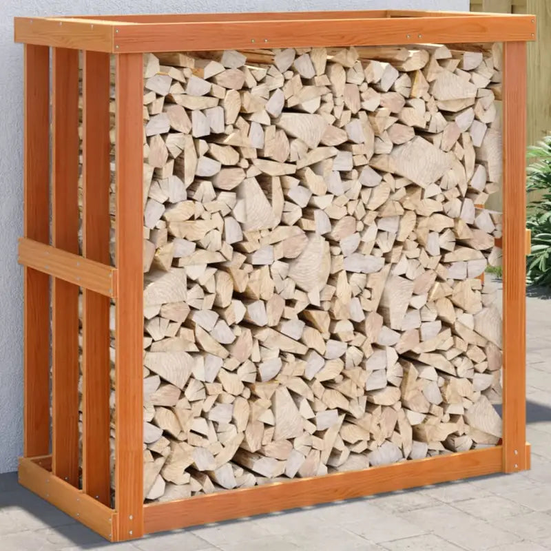 Houtblok Houder voor Buiten van Massief Grenenhout - Bruin / 109 x 52 x 106 cm - Brandhoutrekken