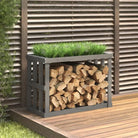Houtblok Houder voor Buiten van Massief Grenenhout - Grijs / 108 x 52 x 74 cm - Brandhoutrekken